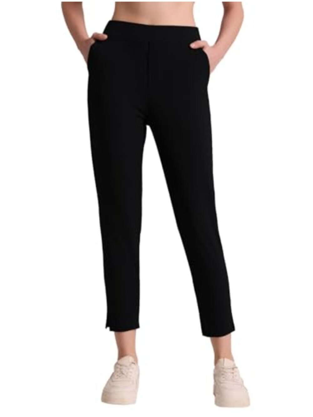 Women's Petite Ankle Pants 25 in Inseam Pull On Business Casual Slacks Pockets